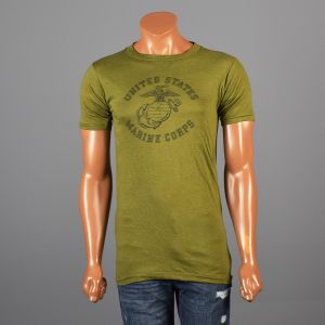 Small 1970s T-Shirt Green Military Screen Cotton USMC Marine Corps 