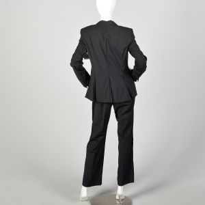 Medium 2000s Strenesse Tuxedo Black Satin Stripe Hollywood Waist - Fashionconservatory.com