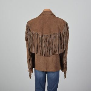 Large 1970s Schott Mens Coat Brown Split Hide Leather Fringe Pockets Supple Suede - Fashionconservatory.com