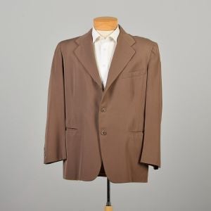 Extra Large 1930s Mens Brown Suit Jacket Wool Gaberdine Blazer