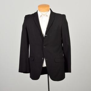 Medium 1950s Black Sports Coat Blazer Jacket 