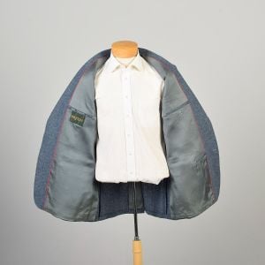 XL 1970s Light Blue Wool Sport Coat Blazer Jacket  - Fashionconservatory.com