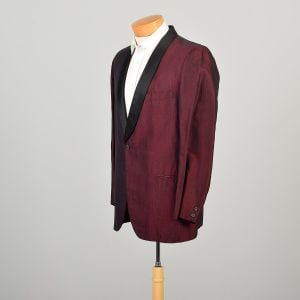 Large 1960s Red and Black Sharkskin Single Button Dinner Jacket  - Fashionconservatory.com