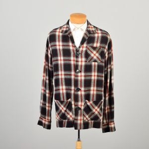 Large/XL 1950s Plaid Red and Blue 49er Jacket