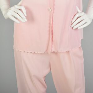 S/M | Pink 1960s Nylon Matching Short Sleeve Pajama Lingerie Set by Win’jamas - Fashionconservatory.com