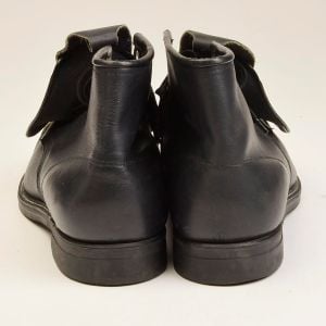 Size 11.5 1980s Deadstock Hy Test Black Leather Boots Steel Toe Ankle Lace Guard  - Fashionconservatory.com