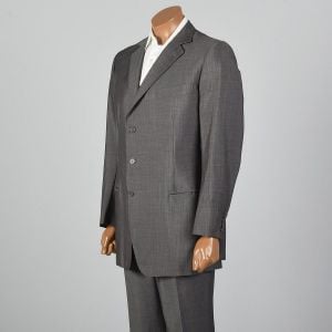 Large 1980s Suit Red and Gray Stripe Three Button Double Vent Pleated Front Pants  - Fashionconservatory.com