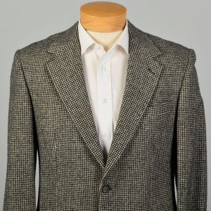 M | Brooks Brothers 1990s Two Button Camel Hair Black & White Houndstooth Blazer Jacket - Fashionconservatory.com