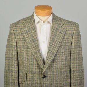 XL | 1970s Austin Reed & Ballantyne of Peebles Green and Blue Plaid Tweed Suit Coat Blazer - Fashionconservatory.com