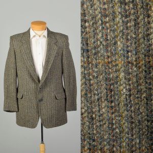 L | Mens 1980s Grey Wool Tweed Blazer Sport Jacket by SSSSSSSSSSSS