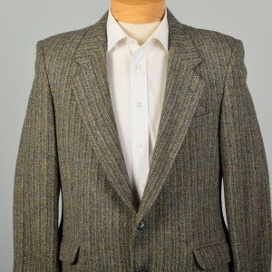 L | Mens 1980s Grey Wool Tweed Blazer Sport Jacket by SSSSSSSSSSSS - Fashionconservatory.com
