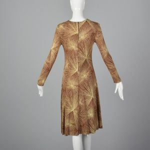 Small 1970s Diane Von Furstenberg Brown Knit Dress Starburst Print Long Sleeve  - Fashionconservatory.com