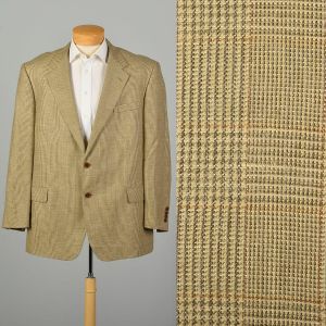 XL | 2000s Brooks Brothers Italian Made Silk & Wool Glen Plaid Blazer Jacket Business Casual