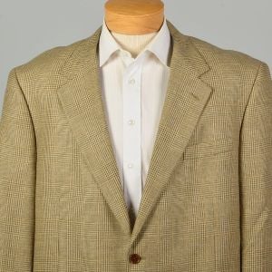 XL | 2000s Brooks Brothers Italian Made Silk & Wool Glen Plaid Blazer Jacket Business Casual - Fashionconservatory.com