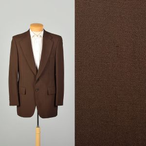 L | Mens 1970s Brown Two Button Blazer Sport Jacket with Wide Lapels by Botany 500