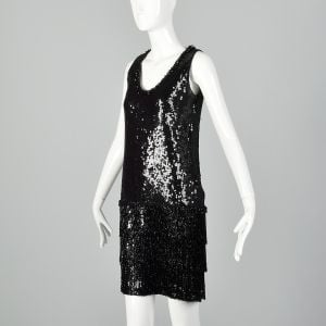 XS 1980s Black Sequin Dress  - Fashionconservatory.com
