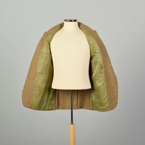 XS 1950s Houndstooth Jacket Tan Beige Wool Tweed Brooks Brothers Flap Pocket Casual Sport Blazer - Fashionconservatory.com