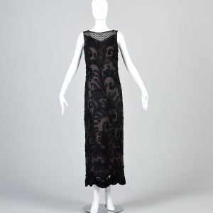 Medium Lace Evening Dress Black Silk Illusion Formal - Fashionconservatory.com