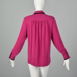 Small 1980s Jaeger Blouse Pink Button Down Top - Fashionconservatory.com