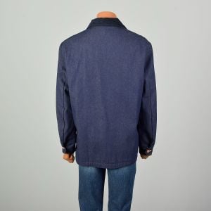 Large 1960s Wrangler Deadstock Blanket Lined Workwear Deninm Chore Coat - Fashionconservatory.com