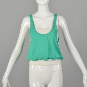 XS 1970s Set Tube Top Roller Girl Muscle Shirt Activewear Green Tank  - Fashionconservatory.com