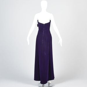 1960s Frank Usher Purple Formal Dress Strapless Velvet with Train  - Fashionconservatory.com