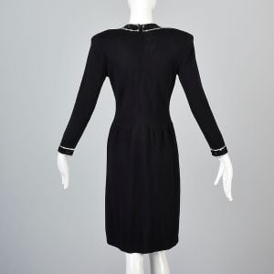 Medium-Large Black Sweater Dress Long Sleeve Knit Sequin Bow Party Cocktail Pencil Dress - Fashionconservatory.com