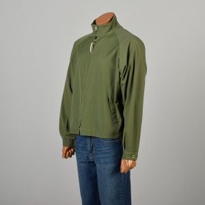  Large 1960s Green Zip Up Jacket Elastic Waist Stand Collar - Fashionconservatory.com