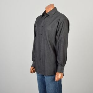 Large 2000s Kenzo Homme Charcoal Gray Dress Shirt Button Up Long Sleeved - Fashionconservatory.com