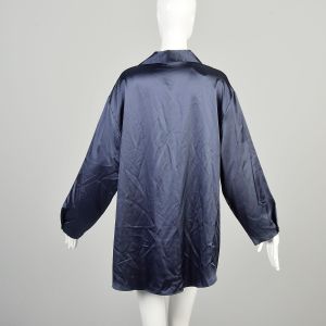 L-XXL 2000s Victoria's Secret Navy Blue Nightshirt Pajama Top Long Sleeve Button Down Deadstock NWT - Fashionconservatory.com