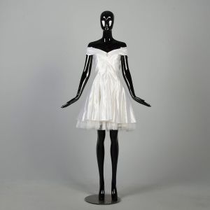 S/M | Climax Karen Okada Off Shoulder White 1980s Fit and Flare Dress
