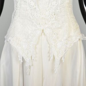 XXS | 1980s White Sweetheart Neckline Strapless Dress Lace Wedding Bridal  - Fashionconservatory.com