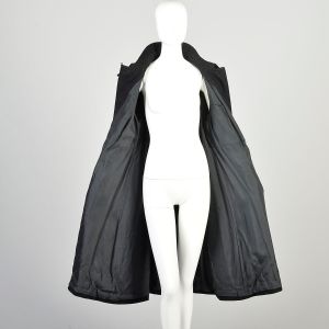 XL-XXL 1970s Black Wool Coat Removable Shoulder Cape Inverness Trench Waist Tie Heavy Winter Coat  - Fashionconservatory.com