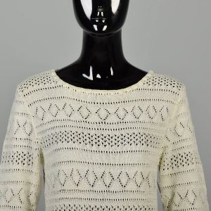 S/M | Long Sleeve Sheer Knit 1980s Sweater by Shapely Knits - Fashionconservatory.com