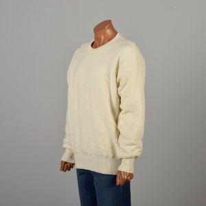 Medium/Large 2000s Cream Golf Sweater Fully Lined Crew Neck Pull Over Style by Titleist - Fashionconservatory.com