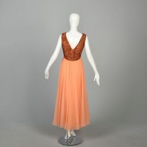 M | Sleeveless 1970s Rainbow Sherbet Sequined Prom Formal Evening Dress by Mike Benet - Fashionconservatory.com