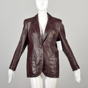 Large Vintage 1970s Red Oxblood Etienne Aigner Blazer Two Button Jacket Fully Lined