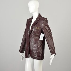 Large Vintage 1970s Red Oxblood Etienne Aigner Blazer Two Button Jacket Fully Lined - Fashionconservatory.com