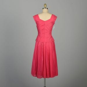 XXS/S | 1950s Hot Pink Sleeveless Pleated Skirt Top Party Dress Set by Modern Jr. Gale & Gale - Fashionconservatory.com