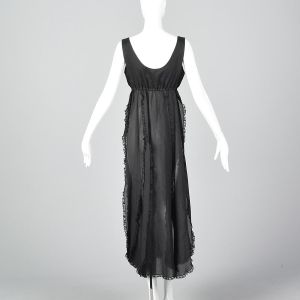 Small 1970s Saks Fifth Avenue Sheer Black Nightgown Sexy Lingerie - Fashionconservatory.com
