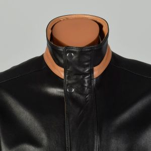 Large Mens North Beach Leather Black Bomber Jacket Luxury Outerwear - Fashionconservatory.com