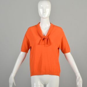 XL 1960s Bright Orange Short Sleeve Top 