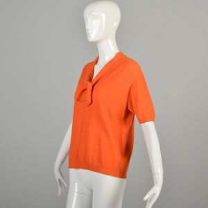XL 1960s Bright Orange Short Sleeve Top  - Fashionconservatory.com
