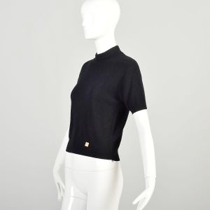 Medium 1960's Little Black Soft Knit Top Deadstock - Fashionconservatory.com