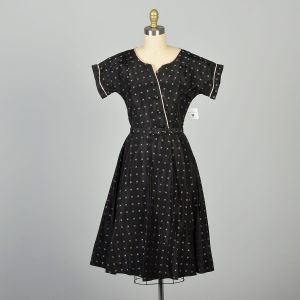 XXS | 1950s Pink and Black Butterfly Print Taffeta Wrap-Style Party Dress by R&K Original