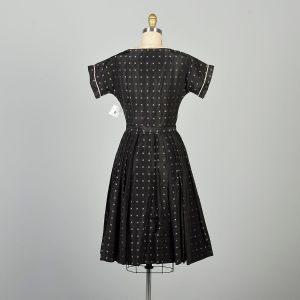 XXS | 1950s Pink and Black Butterfly Print Taffeta Wrap-Style Party Dress by R&K Original - Fashionconservatory.com