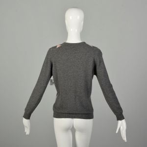 Small 2000s Berk Sweater Grey Argyle Cashmere Ribbed Knit - Fashionconservatory.com