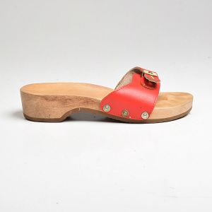 Sz 7 Red Dr. Scholls Wooden Sol Exercise Sandal - Fashionconservatory.com