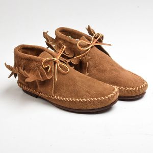 Sz 8 1970s Brown Fringe Leather Suede Moccasins