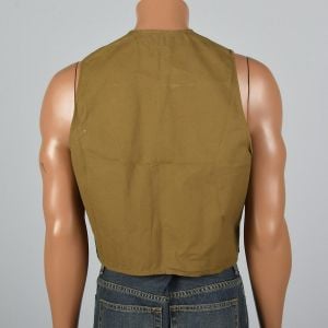 Medium 1950s Mens Deadstock Shooting Vest Cotton Canvas Button Front Outerwear - Fashionconservatory.com